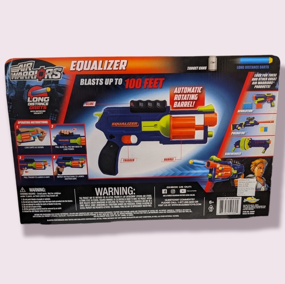 Air Warriors Equalizer Toy Gun With Long Distance Darts & 3 Target Cans - Picture 3 of 12